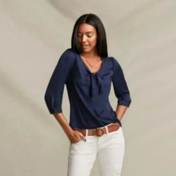 CABI Tiny Dot Knot Blouse Blue Sz S #5525 NWOT - Picture 1 of 5